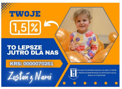 Wspieramy Polskie Towrzystwo Na Rzecz Osób z Niepełnosprawnością Intelektualną w Cieszynie